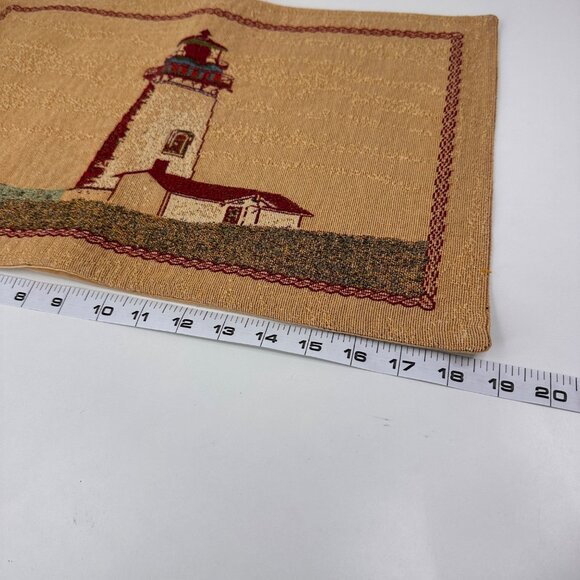 Set Of 4 Woven Lighthouse Placemats With Nautical Design 18"x12" Beige & Red - Picture 4 of 8
